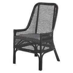 SET OF 8 EX-FLOORSTOCK "Southbeach" Hamptons Style Rattan Cane Armchair Dining Chair, Solid Black (RRP $3199) 