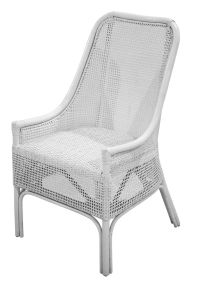 "Southbeach" Hamptons Style Rattan Cane Armchair Dining Chair, Vivid White (RRP $399)