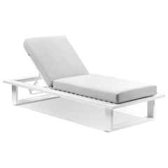 "Barbados" Hamptons Style Aluminium Sun Lounge in White with Olefin Grey Cushions