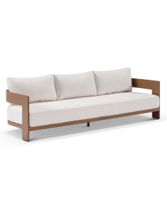 "Marlo" Superior Comfort Premium Quality Aluminium 3 Seater Outdoor Lounge – Mahogany / Bone W239 x D80 x H61 CM (RRP $2499)