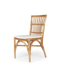 "Airlie" Resort Style Rattan Cane Dining Chair with Cushion, Natural (RRP $449)