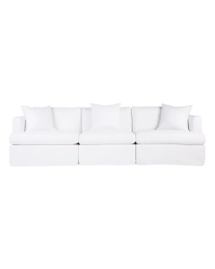 Birkshire Slip Cover Modular Sofa White Linen Option 3, 280cm W x 96cm D x 85cm H (RRP $6710)