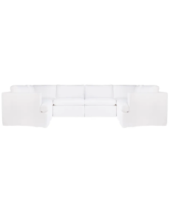 Birkshire Slip Cover Modular Sofa White Linen Option 5, 360cm W x 96cm-196cm D x 85cm H (RRP $13420)