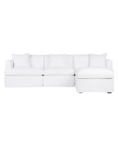 Birkshire Slip Cover Modular Sofa White Linen Option 6, 280cm W x 96cm-176cm D x 85cm H (RRP $7810)