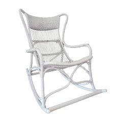 "Byron" Alfresco Hamptons Style Rattan Cane Rocking Chair White, 66cmW x 94cmD x 102cmH (RRP $699)
