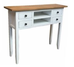 "St Albany" Recycled Elm Timber Hall Table Narrow Console White, 100cmW x 28cmD x 80cmH