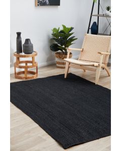 Bondi Hamptons Style Indoor Rug Black Rectangle