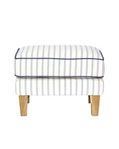 Bondi Hamptons Ottoman Blue/White Pin Stripe, W 60cm D 40cm H 40cm (RRP $499)