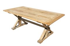 "Barcelona" Hamptons Style Solid Elm Dining Table, 198cm x 100cm x 78cmH (RRP $2299)
