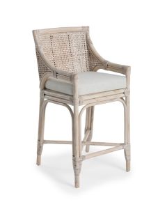 Raffles Plantation Style Kitchen Counter Bar Stool Antique White, W 78cm D 50cm H 99cm (RRP $1249)