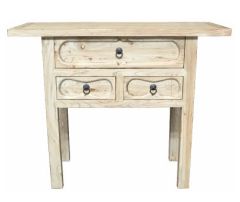 "Kingscliff" Recycled Elm Timber 3 Drawer Hall Console, 105cm x 45cm x85cm
