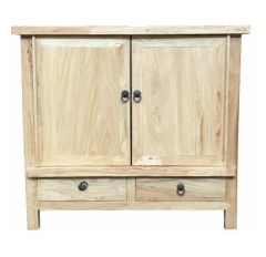 "Kingscliff" Recycled Elm Timber 2 Door 2 Drawer Cabinet, 100cm x 40cm x 90cm