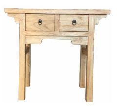 "Kingscliff" Recycled Elm Timber 2 Drawer Hall Table, 90cm x 35cm x 85cmH