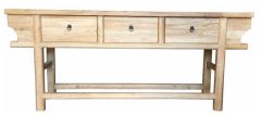 "Kingscliff" Recycled Elm Timber 3 Drawer Hall Table, 200cm x 40cm x 85cm (RRP $1999)