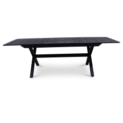 "Breeze" Hamptons Style Outdoor Extension Dining Table in Black, 172.5/243cmL x 100cmW x 76cmH