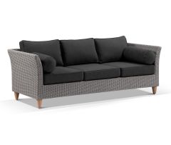 "Tahiti" Hamptons Style Outdoor 3 Seater Lounge in Brushed Grey with Denim Cushions