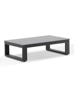 "Hawaii" Hamptons Style Outdoor Aluminium Coffee Table Charcoal with Ceramic Top, L120cm x D70cm x H43cm (RRP $899)