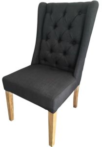 "Monaco" French Provincial Buttoned Dining Chair Black, 50cm x 65 x 97cm (RRP $449)