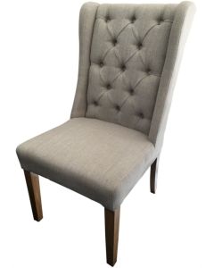 "Monaco" French Provincial Buttoned Linen Dining Chair, 50cm x 65 x 97cm (RRP $449)