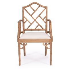 "Nantucket" Hamptons Style Chippendale Carver Dining Chair, Weathered Oak