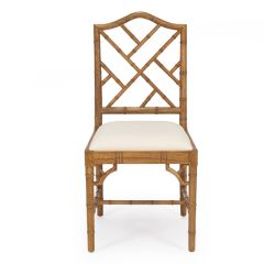 "Nantucket" Hamptons Style Chippendale Dining Chair, Weathered Oak Cushioned Seat