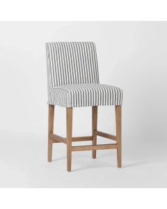 Collaroy Counter Stool with Slip Cover Blue Stripe,  D 45cm W 56cm H 96cm (RRP $749)