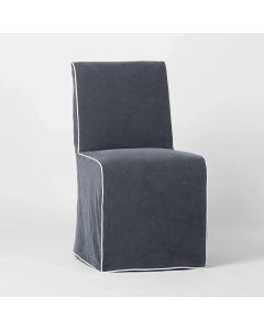 Collaroy Dining Chair with Slip Cover Navy w/ White Piping (RRP $599)