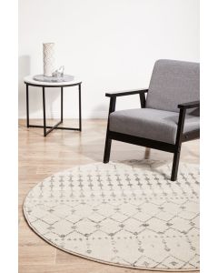 Chrome Elsa Hamptons Style Indoor Rug Silver Round