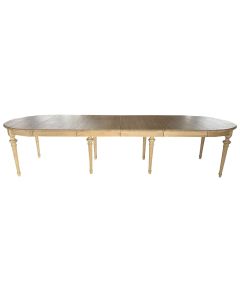 "Riviera" Hamptons Style Frech Provincial Solid Oak Extension Table Weathered Oak, 120-350cmW x 120cmD x 78cmH (RRP $5999)