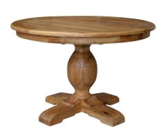 "Provincial" Hamptons Style Oak Timber Round Pedestal Dining Table Natural Oak, 120cm
