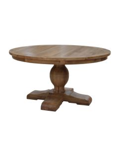 "Bordeaux" Hamptons Style Round Dining Table with Pedestal Base Natural Oak, 150cm (RRP $3499)