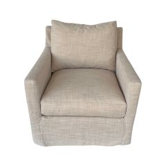 "Somerset" Hampton Style Fabric Swivel Chair Feather Filled with Removable Slip Covers, Linen (RRP $1499)