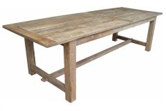 "Farmhouse" Recycled Elm Timber Dining Table with Stretcher Base, 240 x 95cm (RRP $2499)