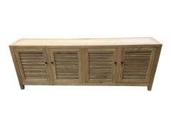 "Byron" Recycled Elm 4 Louvre Door Tall TV Entertainment Unit, 200cm x 40cm x 70cm (RRP $2499)