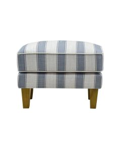 Bondi Hamptons Ottoman Blue Sky Stripe W/White Piping, 60cm x 40cm x 40cm (RRP $499)
