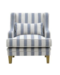 Bondi Hamptons Armchair Blue Sky Stripe, W 92cm D 85cm H 94cm (RRP $1499)