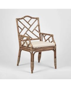 Dynasty Hamptons Style British Colonial Dining Carver Chair Natural, L 57cm W 60cm H 100cm (RRP $799)
