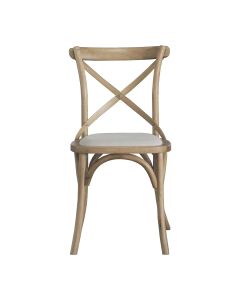 "Paris" Hamptons Style Oak Timber Dining Chair Cross Back Natural Oak with Linen Seat (RRP $349)