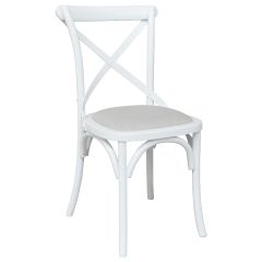 "Paris" Hamptons Style Oak Timber Dining Chair Cross Back White Oak with Linen Seat (RRP $299)