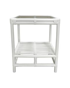 Havana Rattan Side Table White, L 50 W 50 H 60 cm (RRP $379)