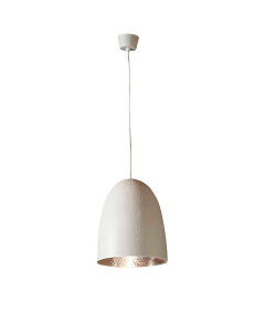 Dolce Beaten Ceiling Pendant White and Silver (RRP $638)