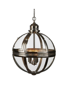 Saxon Ceiling Pendant Large Shiny Nickel (RRP $2189)