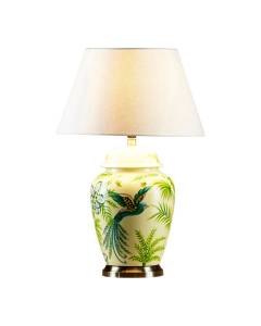 Caribbean Bird Ceramic Table Lamp Base Green and Yellow (RRP $396)