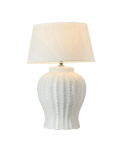 Drawbridge Ceramic Table Lamp Base White with Shade, W34cm D34cm H54cm (RRP $1199)