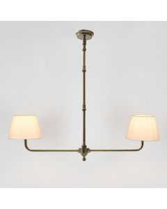 Sheridan Two Arm Pendant Antique Brass, D 14cm W 96cm H 99cm (RRP $1499)