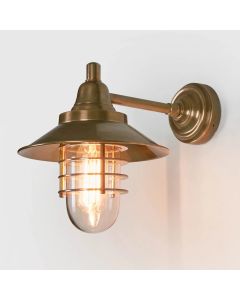 HAMPTONS STYLE CLARK OUTDOOR WALL LIGHT, ANTIQUE BRASS (RRP $599)