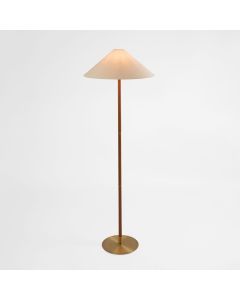 Huntley Leather & Brass Floor Lamp & Linen Shade (RRP $649)
