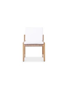 Esperance Solid Teak Frame Outdoor Dining Chair, Sunbrella White Cushion (RRP $1499)