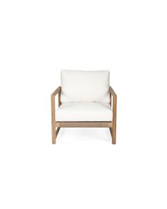 Esperance Solid Teak Frame Outdoor Lounge Sofa Armchair, Sunbrella White Cushion (RRP $2499)