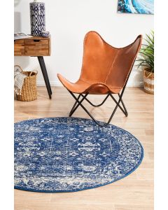 Evoke 252 Hamptons Style Indoor Rug Navy Round